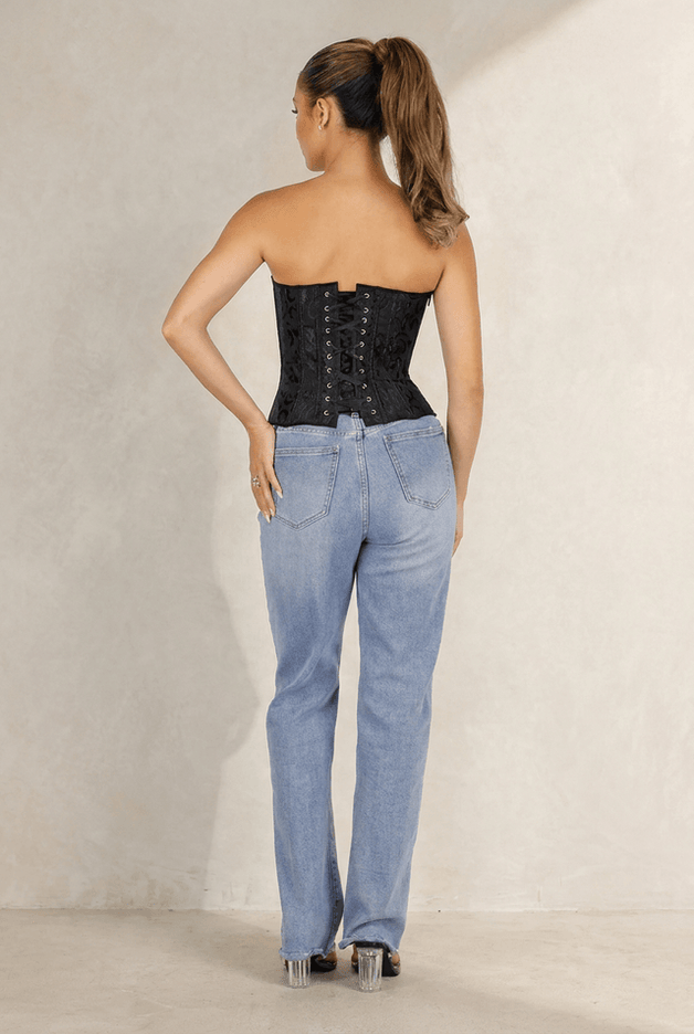 NEW290726 Zwart Korset met Jacquard Print