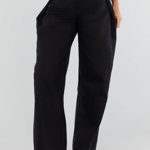 NEW290726 Zwarte Barrel Jeans met Plooien