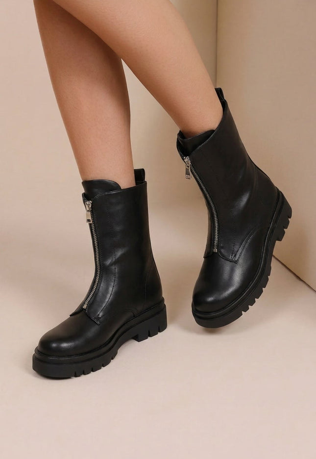 NEW290726 Zwarte Biker Boots met Rits