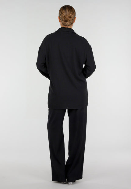 NEW290726 Zwarte Blouse met Kraag en Knoopsluiting