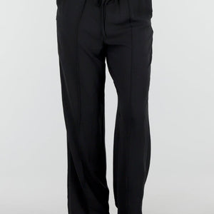 NEW290726 Zwarte Wide Leg Broek met Strikkoord