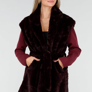 NEW291025 Bordeauxrode Bont Bodywarmer