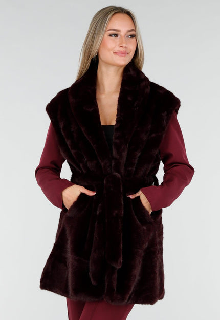 NEW291025 Bordeauxrode Bont Bodywarmer