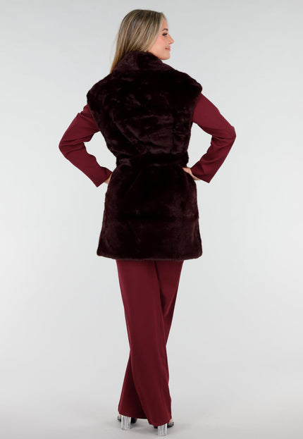 NEW291025 Bordeauxrode Bont Bodywarmer