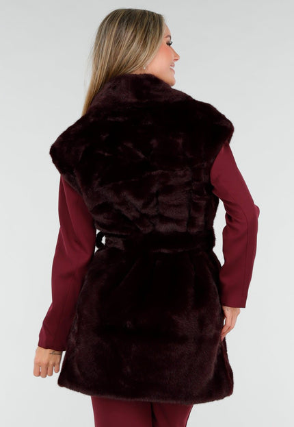 NEW291025 Bordeauxrode Bont Bodywarmer