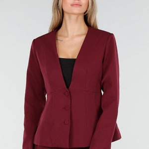 NEW291025 Burgundy Blazer