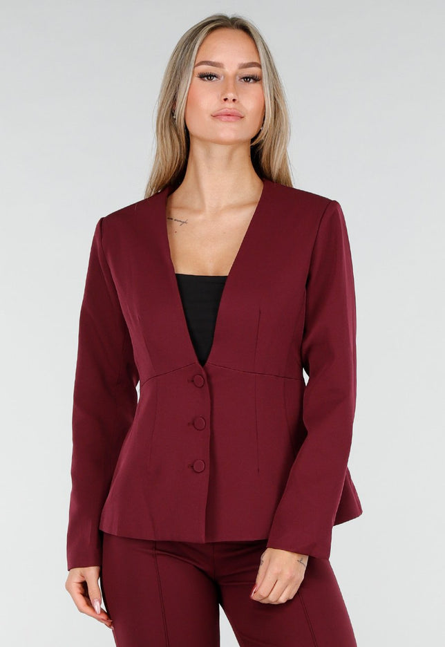 NEW291025 Burgundy Blazer
