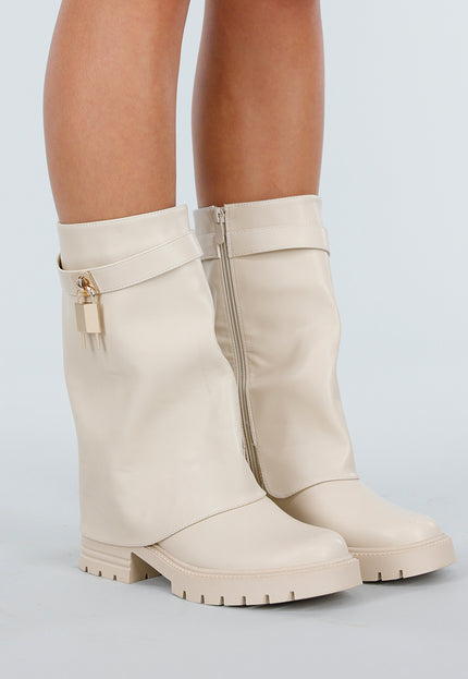 OP=OP.50.NL Crèmekleurige Enkelhoge Boots