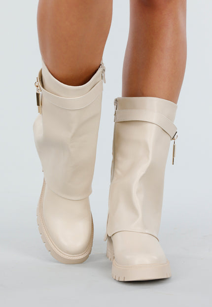 OP=OP.50.NL Crèmekleurige Enkelhoge Boots