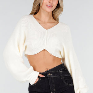 NEW291025 Gebroken Witte Cropped Trui