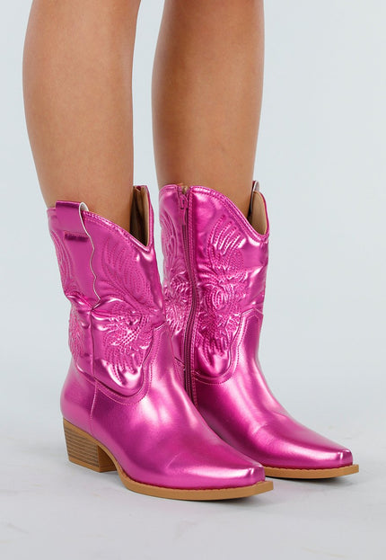 NEW291025 Metallic Roze Cowboylaarzen