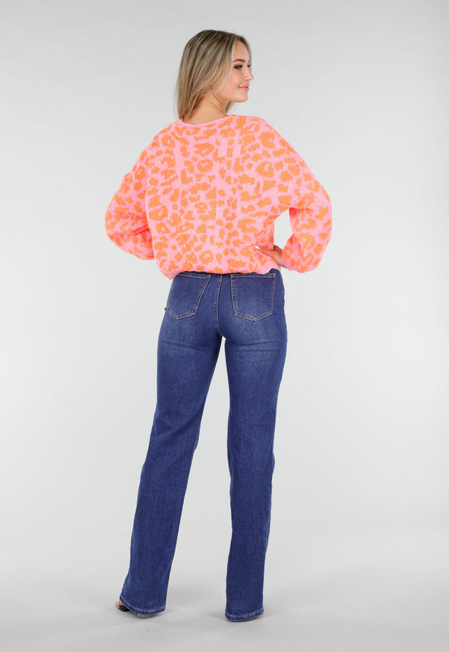 NEW291025 Neonroze Panterprint Trui
