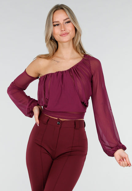 NEW291025 Paarse One Shoulder Top