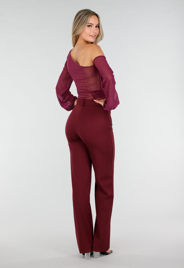 NEW291025 Paarse One Shoulder Top