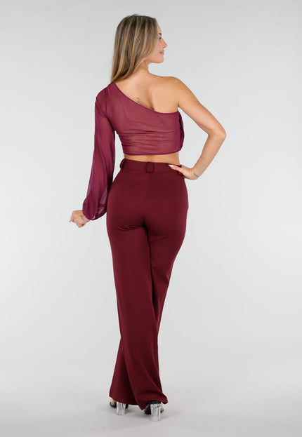NEW291025 Paarse One Shoulder Top