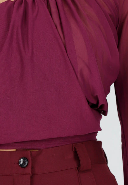 NEW291025 Paarse One Shoulder Top