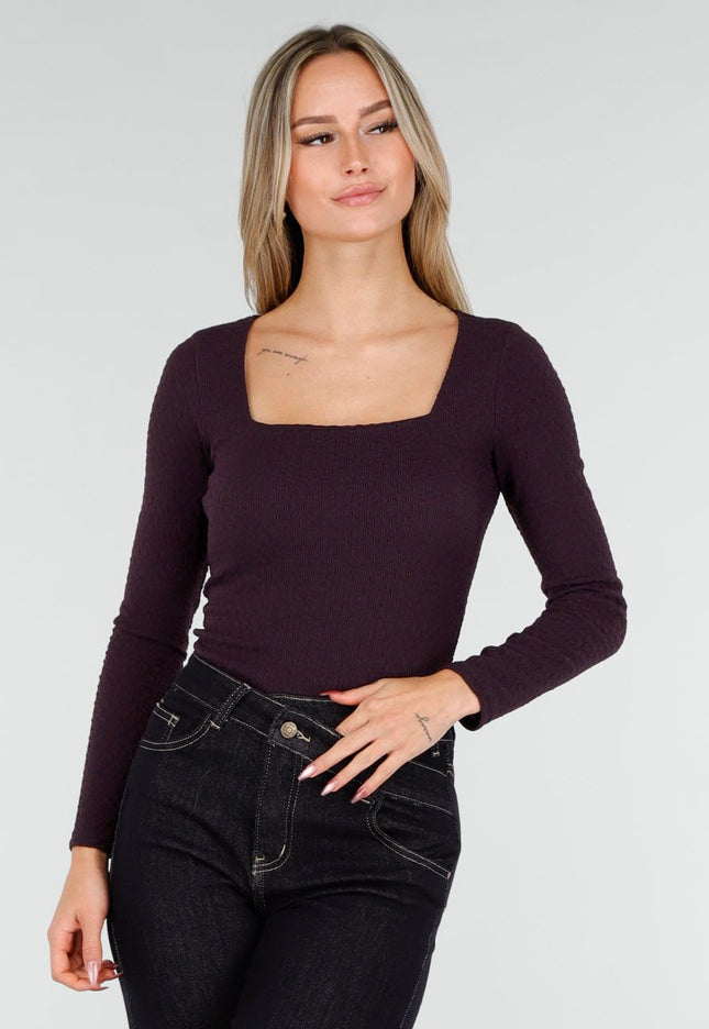 NEW291025 Paarse Stretch Top