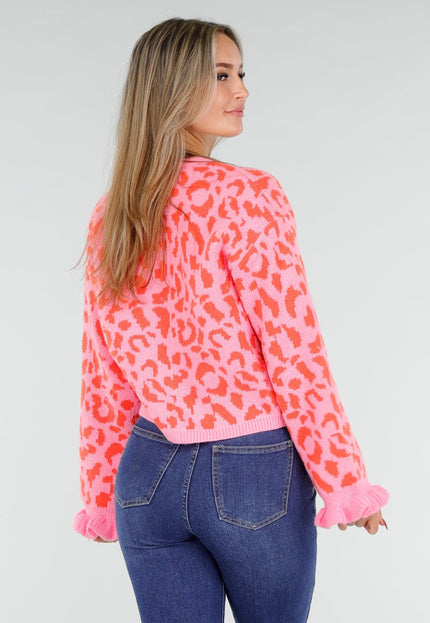 NEW291025 Roze Panterprint Trui
