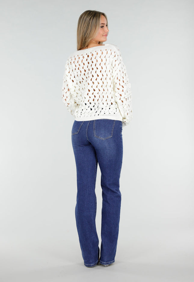 NEW291025 Witte Gebreide Trui