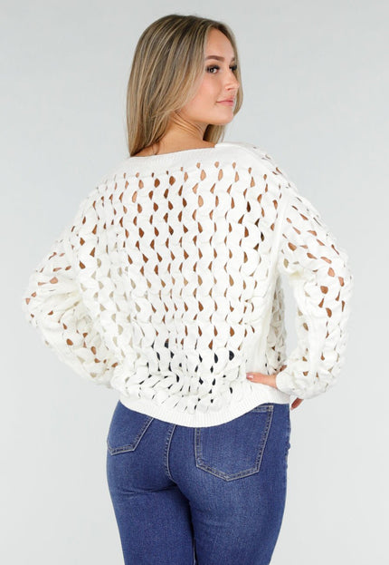 NEW291025 Witte Gebreide Trui