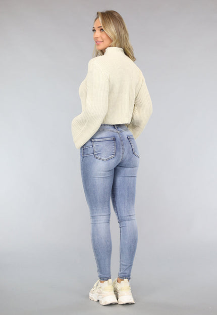 NEW2911 Beige Korte Gebreide Trui