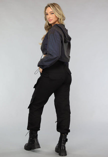 OP=OP.AV.09 Reflecterend Cropped Windjack met Schubben Patroon