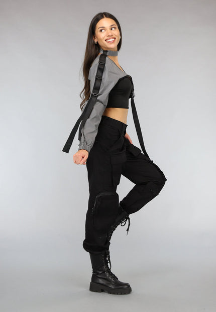 NEW2911 Reflecterende One Sleeve Top met Choker