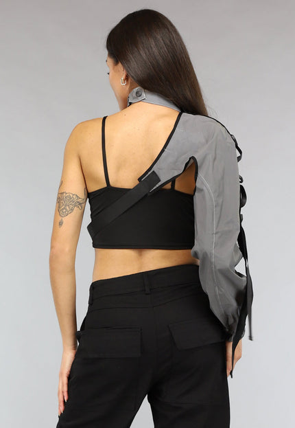 NEW2911 Reflecterende One Sleeve Top met Choker
