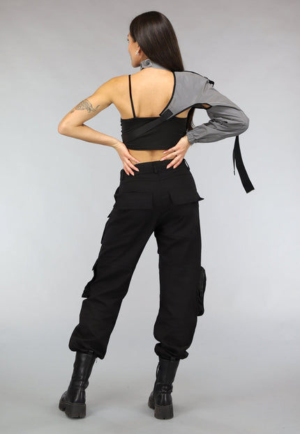 NEW2911 Reflecterende One Sleeve Top met Choker