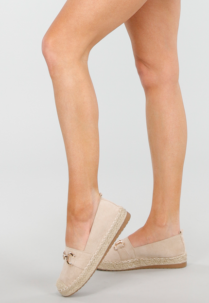 NEW300425 Beige Espadrilles met Gouden Horsebit