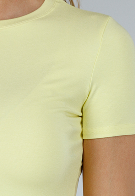 NEW300425 Butter Yellow Stretch Top met Split