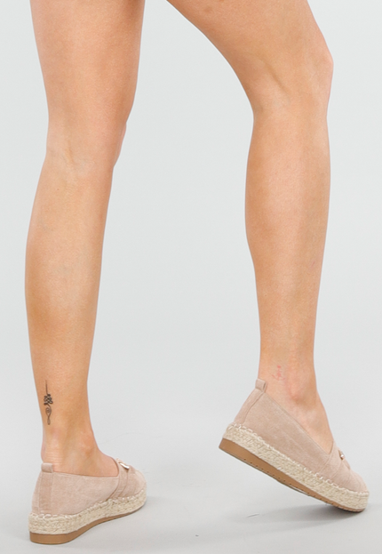 NEW300425 Faux Suede Taupe Espadrilles