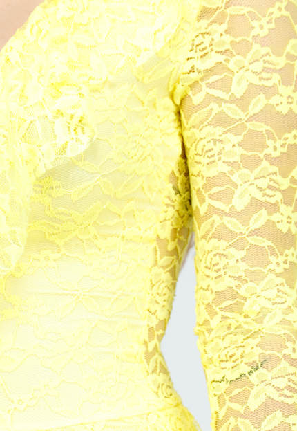 NEW300425 Felgeel Kanten Jurkje met Broekje