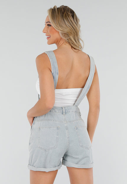 NEW300425 Lichtblauwe Denim Tuinbroek Playsuit