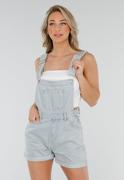 NEW300425 Lichtblauwe Denim Tuinbroek Playsuit