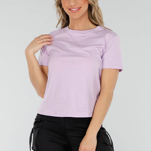 NEW300425 Lichtpaars Stretch T-shirt met Loose Fit