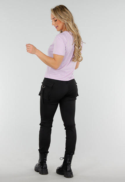 NEW300425 Lichtpaars Stretch T-shirt met Loose Fit