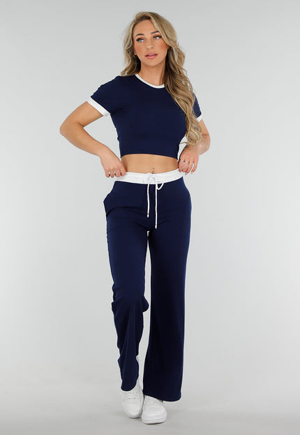NEW300425 Navy Two Piece Set met Stretch