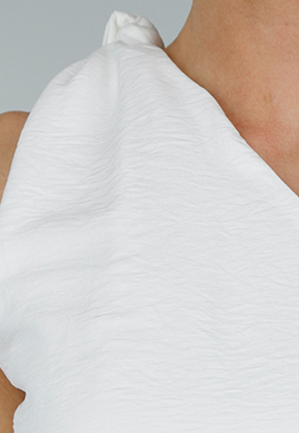 NEW300425 One Shoulder Cropped Top Set met Broekje