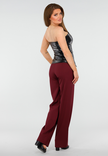 NEW300425 Zwarte Faux Leren Strapless Bustier Top