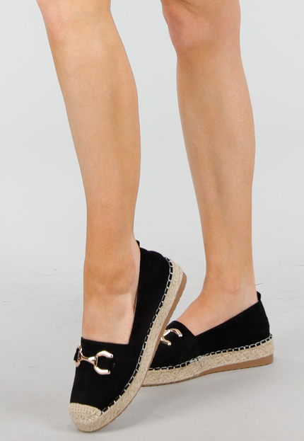 NEW300425 Zwarte Loafers met Touwrand en Bit