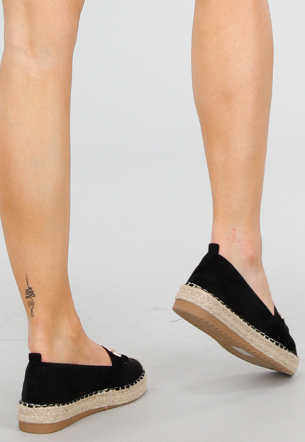 NEW300425 Zwarte Loafers met Touwrand en Bit