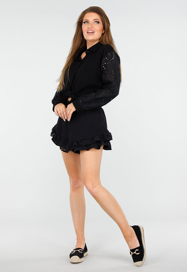 NEW300425 Zwarte Loafers met Touwrand en Bit