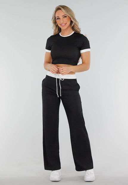 NEW300425 Zwarte Set met Witte Details en Stretch