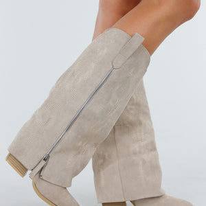 Beige Cowboylaarzen met Borduursel