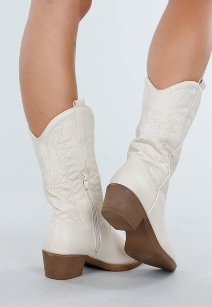 NEW300725 Beige Cowboylaarzen met Rits