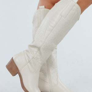 NEW300725 Beige Hoge Cowboylaarzen