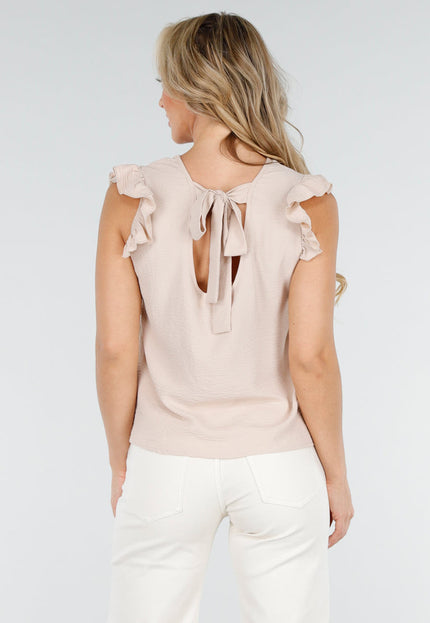 NEW300725 Beige Top met Volants en Strik