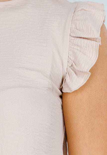 NEW300725 Beige Top met Volants en Strik