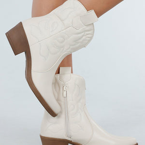 NEW300725 Beige Western Enkellaarsjes